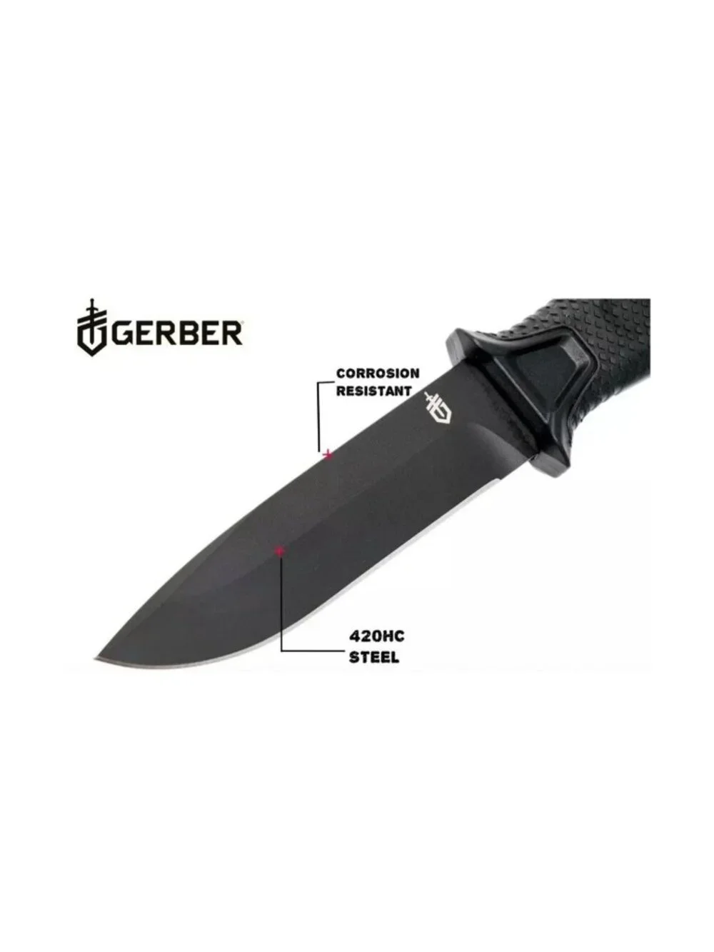 Gerber Gear Strong Arm - Fixed Blade,  Tang Knife - Black, Plain Edge pack  of 2